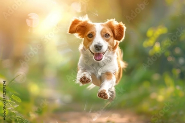 Fototapeta Portrait of cute welsh corgi dog at the park.. Beautiful simple AI generated image in 4K, unique.