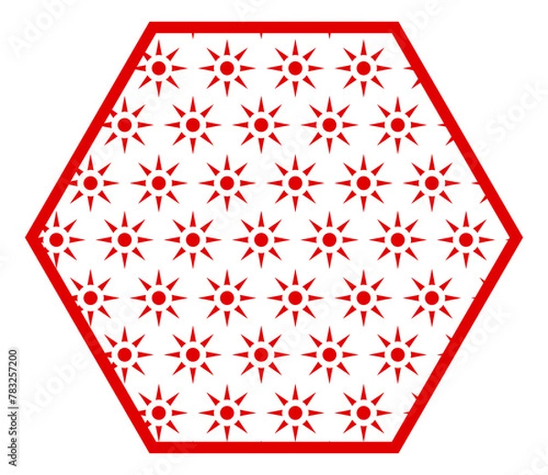 Obraz Red floral pattern in chinese traditional hexagonal window