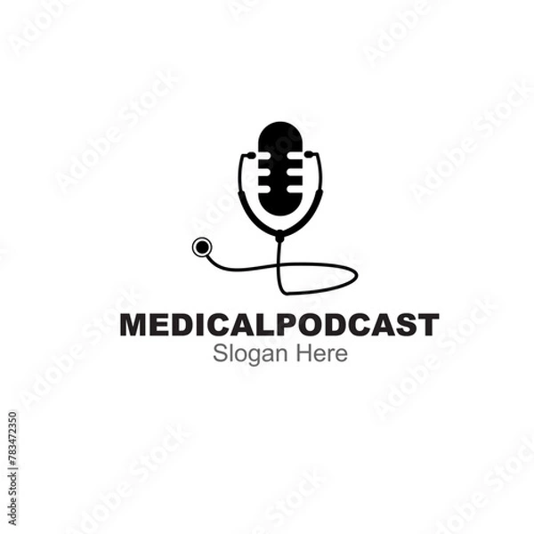 Fototapeta medical podcast logo design concept stock vector