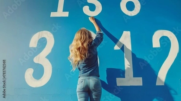 Fototapeta Woman Engaging with Numerology Personality Numbers