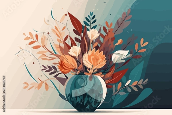 Fototapeta Abstract still life vector illustration. Contemporary aesthetic art. Floral background.