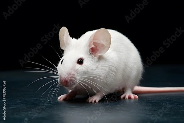 Obraz White mouse portrayed realistically against a dark background