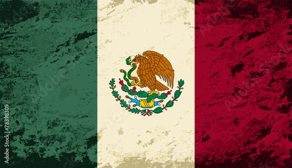 Fototapeta Mexican flag. Grunge background. Vector illustration