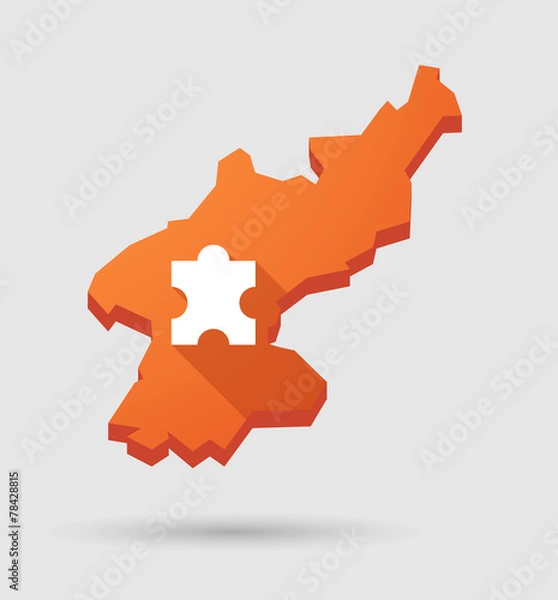 Obraz North  Korea map with a puzzle piece