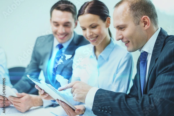 Fototapeta business team with tablet pc having discussion