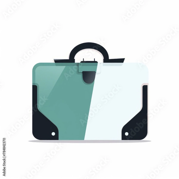 Fototapeta flat vector illustration of a briefcase for work, stylised, abstract, minimal, clean design, web design, graphic design,generative ai