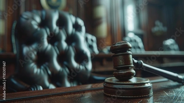 Fototapeta A judge's bench with a gavel on it