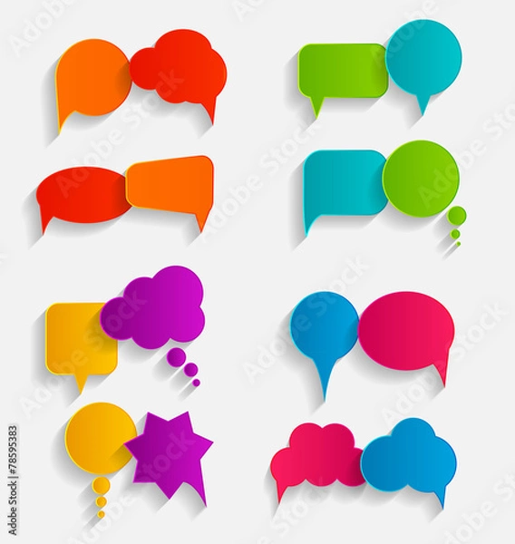 Fototapeta Flat Speech Bubbles with Long Shadows  Vector Illustration