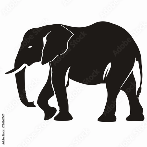 Obraz vector silhouette of an elephant on a white background .Generative AI