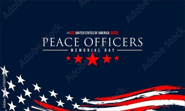 Fototapeta Peace Officers Memorial Day is Celebrated Around the United States to Honor The Services of Troops. Abstract Elegant Tribute Design for Those Who Served the Country