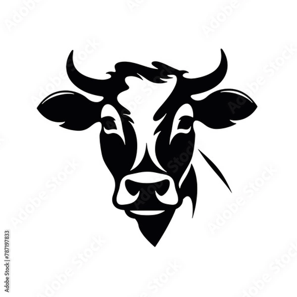 Fototapeta cow head logo silhouette vector