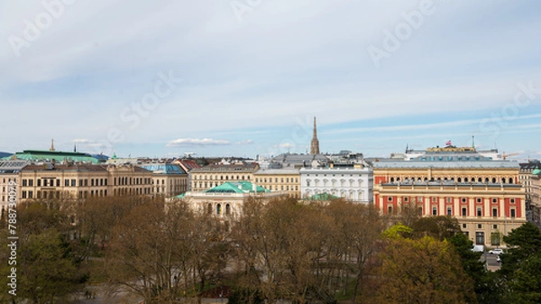 Fototapeta view over the city of  Vienna Austria taken from the roof of the Karlskirche 