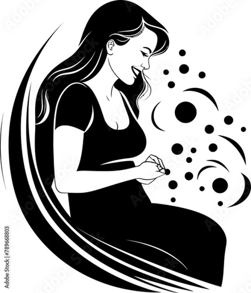 Fototapeta Expectant Elation Joyful Mama to Be Logo Design Mama Joy Smiling Pregnancy Emblem