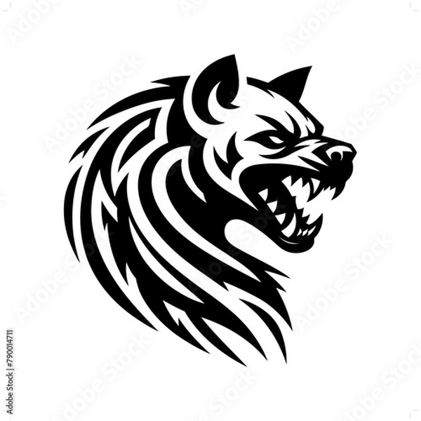 Obraz hyena in modern tribal tattoo, abstract line art of animals, minimalist contour. Vector