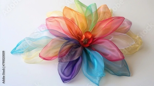 Fototapeta Whimsical Organza Flower in a Spectrum of Light