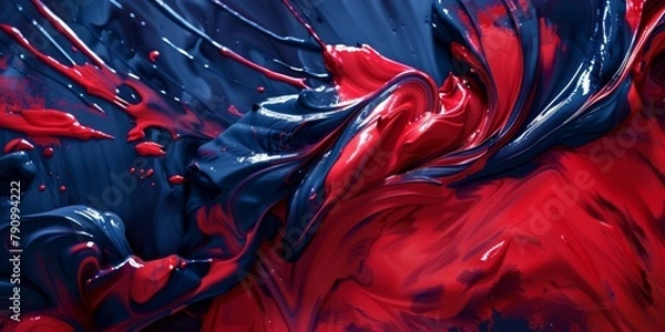 Fototapeta Bold Cherry Red and Midnight Blue Abstract ArtworkStriking Strokes