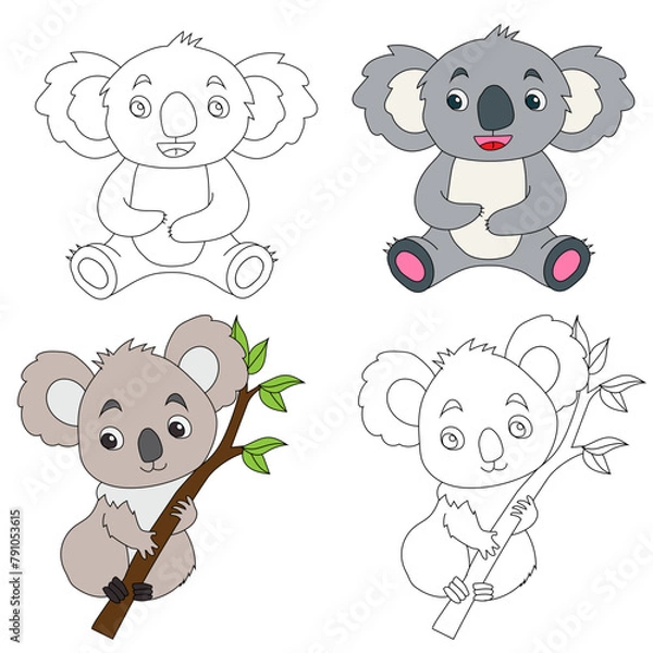 Fototapeta Koala Clipart. Wild Animals clipart collection for lovers of jungles and wildlife. This set will be a perfect addition to your safari and zoo-themed projects.