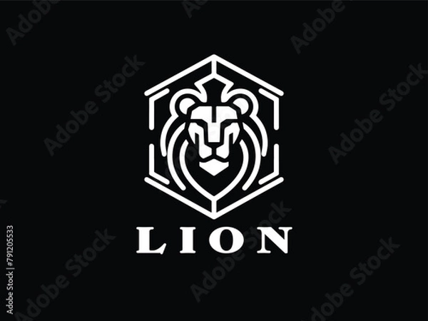 Fototapeta Hexagon Lion Logo Design Vector Template
