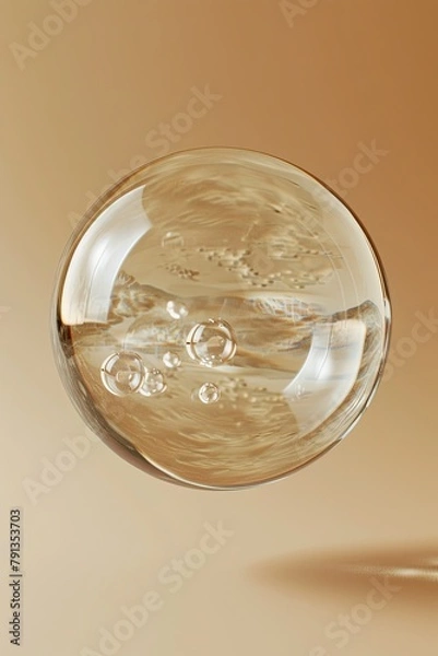 Fototapeta oil bubble floating against beige background