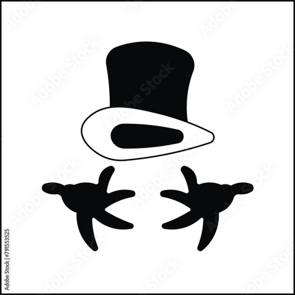 Fototapeta vector design illustration of a magic hand and hat in black and white with silhouette style. suitable for logos, icons, posters, advertisements, banners, companies, t-shirt designs, stickers, websites