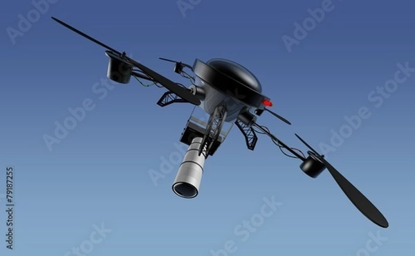 Fototapeta Camera drone in a clear blue sky