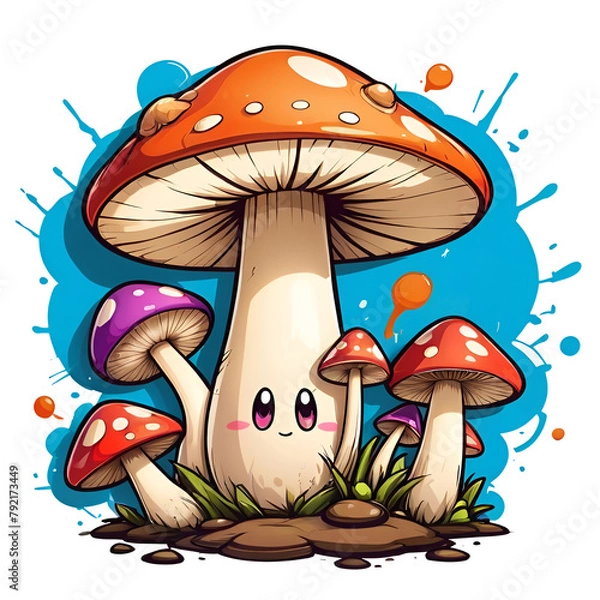 Obraz a mushrooms kawaii graffiti wall art logo for t-shirt