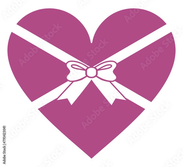 Fototapeta Heart Shape, Love Icon Symbol with Ribbon Silhouette, Simple and Flat Style, can use for Logo Gram, Art Illustration, Decoration, Ornate, Apps, Pictogram, Valentine's Day, or Graphic Design Element