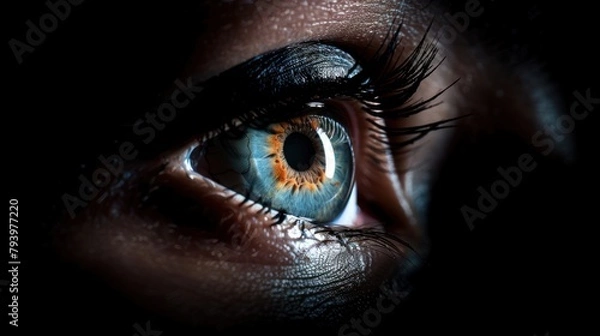 Fototapeta Close-up of human eye, black background