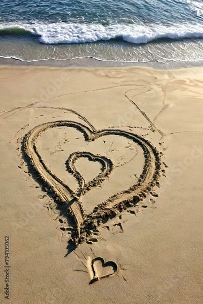 Fototapeta heart on the beach