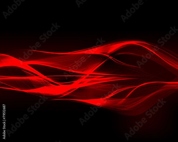 Fototapeta Abstract red waves on the dark background.