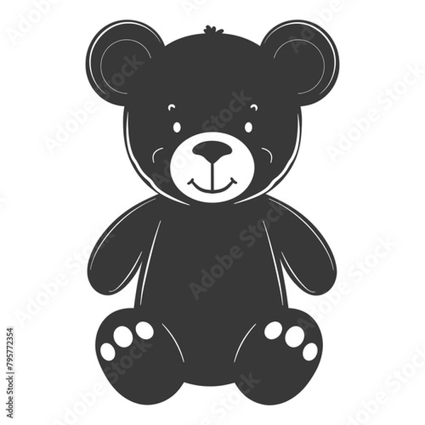 Fototapeta Silhouette cute bear doll black color only full body