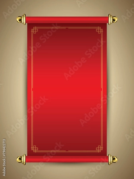 Fototapeta Decorative Chinese Style Scroll Design Isolated on Golden Background