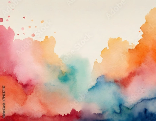 Fototapeta Colorful abstract watercolor background in bright rainbow colors of pink blue blue yellow yellow orange and purple