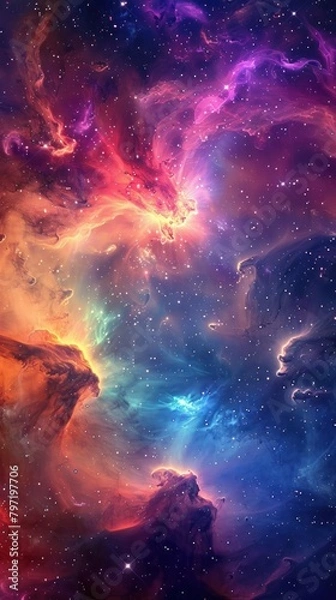 Fototapeta Galactic abstract background with cosmic phenomena
