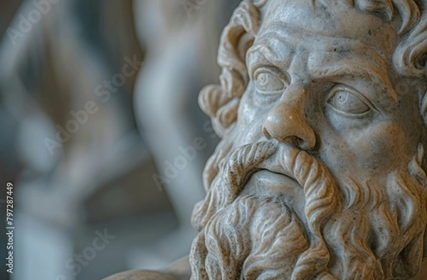 Fototapeta Close-up of an Ancient Philosopher's Sculpture