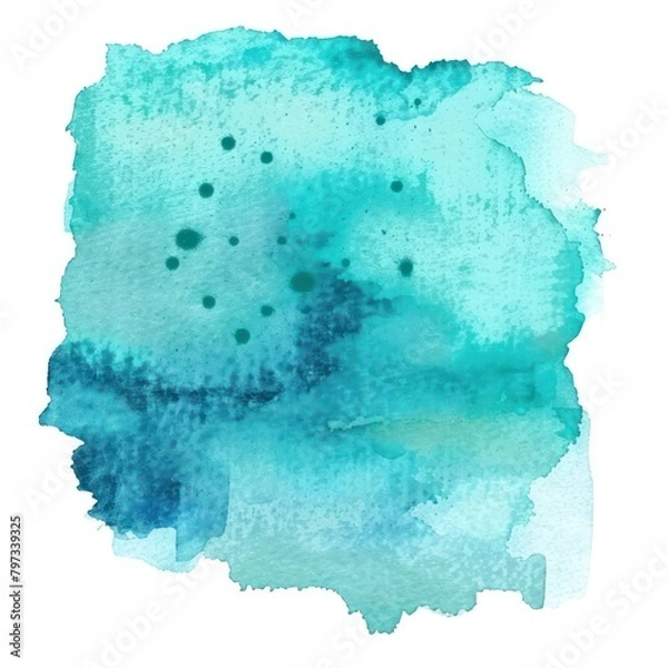 Fototapeta Watercolor of stain turquoise backgrounds paper.