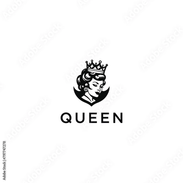 Fototapeta Beautiful queen logo icon design vector illustration.