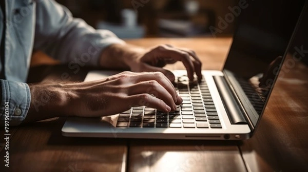 Fototapeta b'A person typing on a laptop computer keyboard'