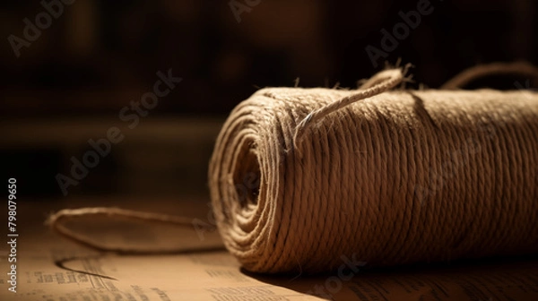 Fototapeta Rope on brown paper background