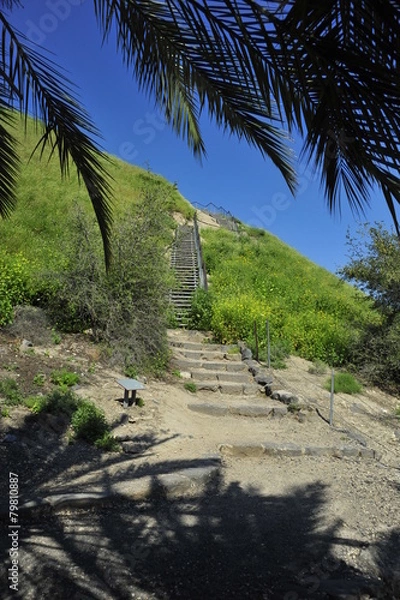 Fototapeta Wooden stairway over the mountain