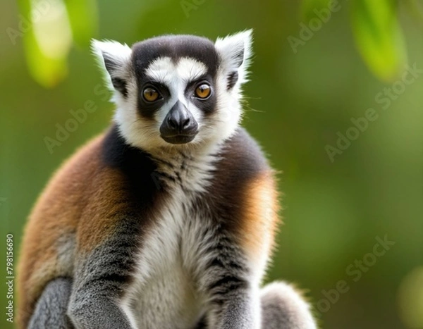 Fototapeta b'A lemur staring at the camera with a curious expression on its face'