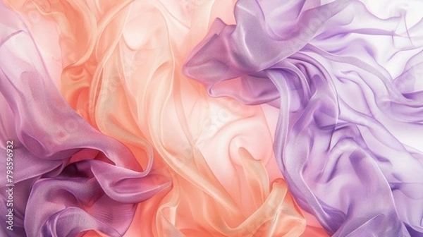 Fototapeta Gradient burst of colors resembling a silk ribbon dance in ethereal lavender and peach