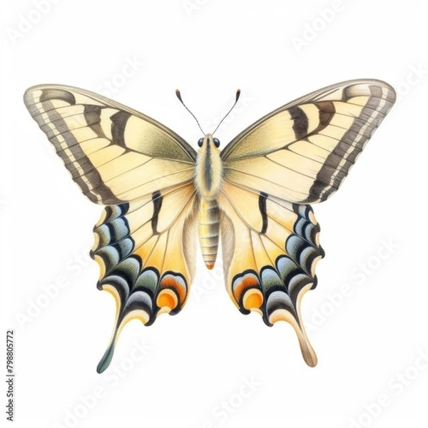 Fototapeta swallowtail butterfly watercolor, graceful swallowtail butterfly watercolor