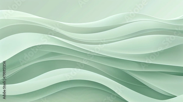 Fototapeta Minimal Wave Background in Sage Green, Sleek Vector Style.