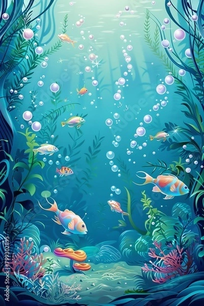 Fototapeta A beautiful painting of a coral reef