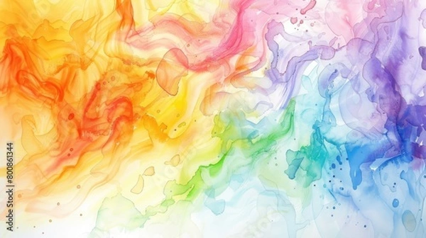 Obraz Soft watercolor washes blending rainbow colors in a fluid pattern