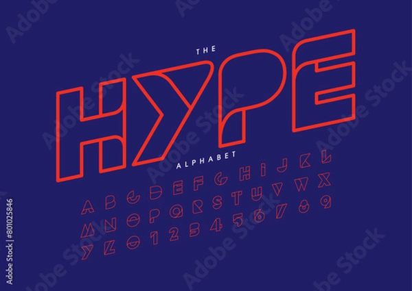 Fototapeta Vector of stylized modern font and alphabet