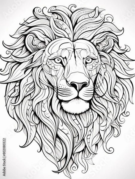 Fototapeta Majestic Lion Outline for Coloring