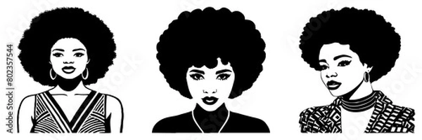 Fototapeta Fictional female character. Black and white illustration. Logo design for use in graphics. Generated by Ai