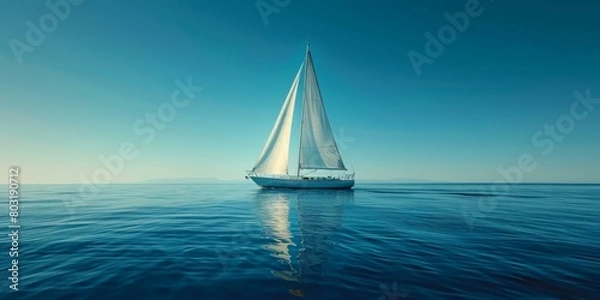 Fototapeta lonely sailing boat in the vast ocean